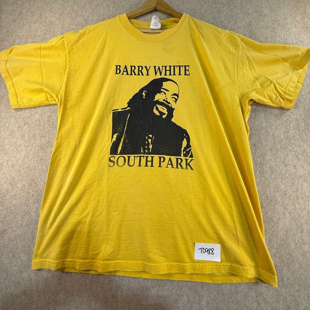 Vintage South Park Barry White T-Shirt Mens‎ XL Yellow Graphic Tee Retro 90s TV